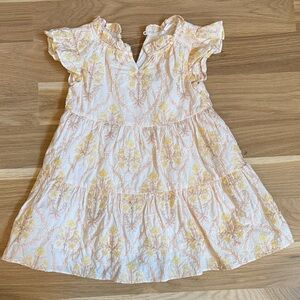 Charming Yellow Floral Kids Dress with Ruffle Sleeves
